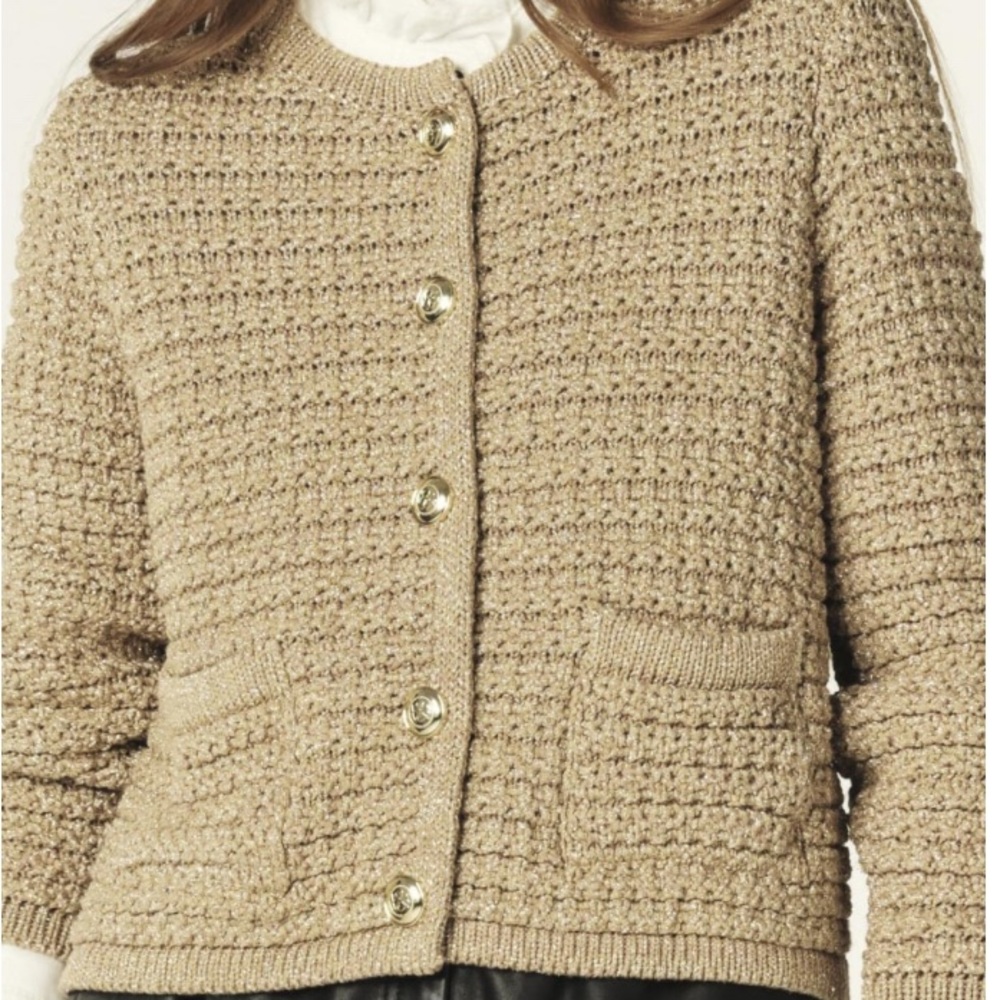 ba&sh Gold-Tone Textured Knit Cardigan